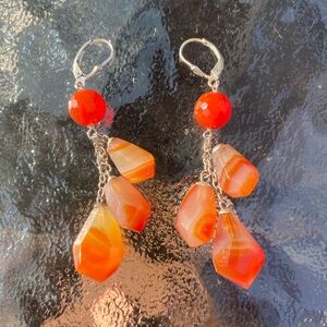 Orange stone earrings